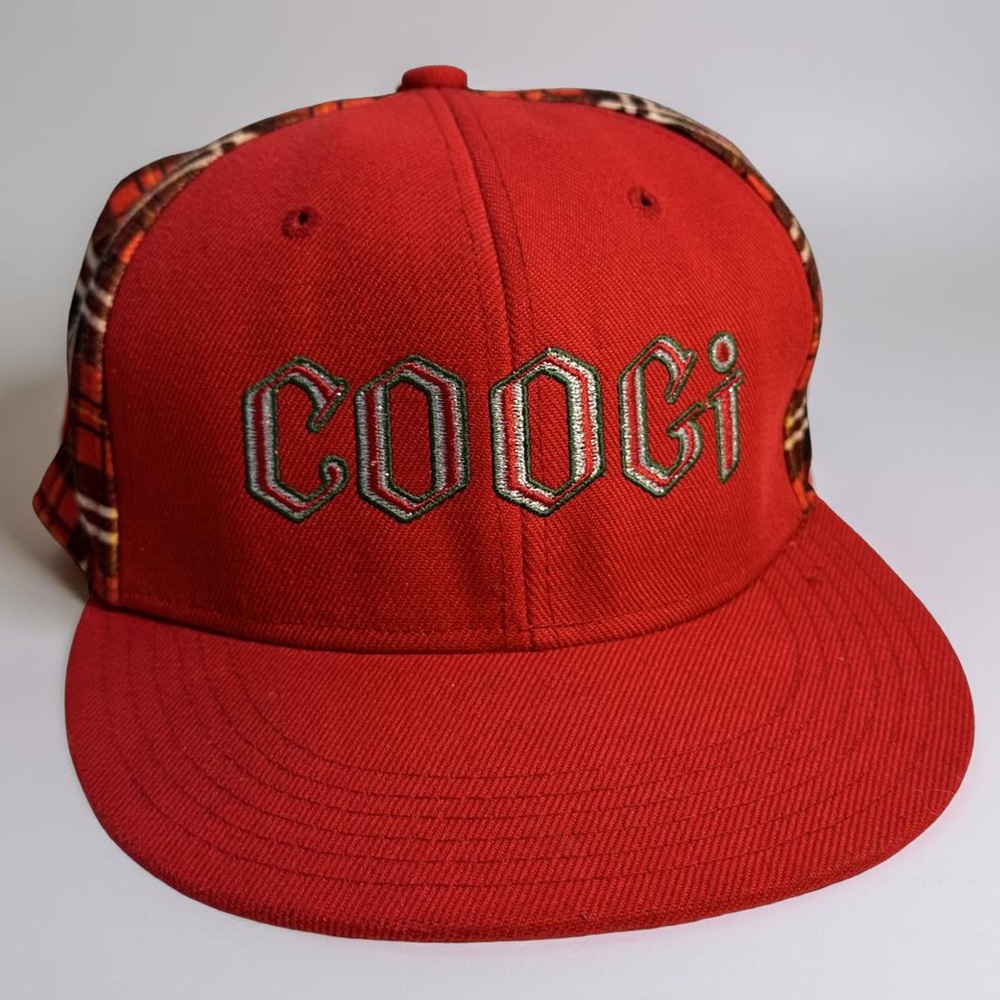 COOGI Vibrant Red and Plaid Fitted Hat